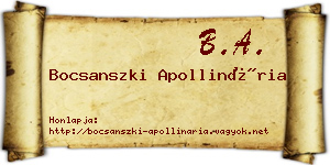 Bocsanszki Apollinária névjegykártya